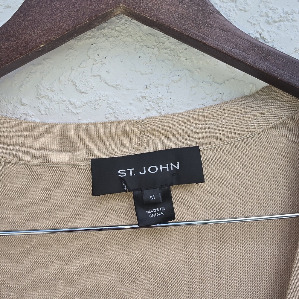 St. John Beige Lightweight Button Front Cardigan … - image 5